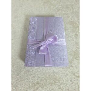 Lavender Purple Satin Covered Address Book & Notebook Gift Set Silver Edges